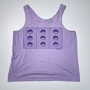 Vtg 70s 80's Lavender Sansei Honolulu Hawaii Floral Tank Top / Tourist Sz S